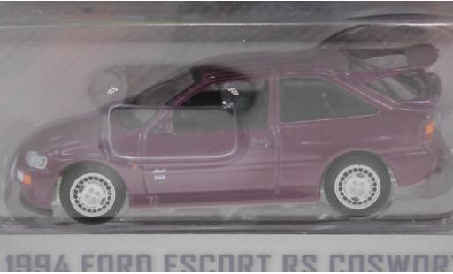 Diecast model cars Ford Escort Cosworth MkV RS metallic purple RHD 1994 1/64 Greenlight
