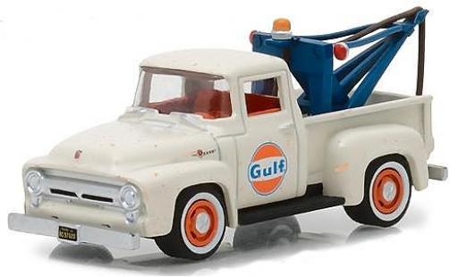 Diecast model cars Ford F-100 Pickup 00 Gulf 1956 with Tow Hook 1/64 Greenlight
