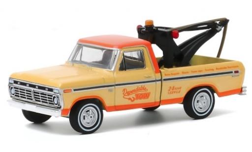 Diecast model cars Ford F-100 Tow Truck 00 beige/orange Dependable 1973 1/64 Greenlight