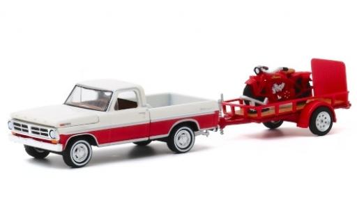 Diecast model cars Ford F-100 Pickup 00 white/red 1972 with Einachsanh&Atilde;&curren;nger and 1920 Indian Scout 1/64 Greenlight