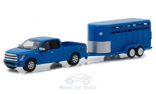 Diecast model cars Ford F-150 Pickup 50 blue 2016 with Viehanh&Atilde;&curren;nger 1/64 Greenlight