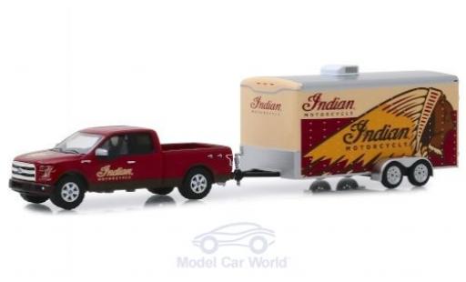 Diecast model cars Ford F-150 Pickup 50 Indian Motorcycle 2015 with Transportanh&Atilde;&curren;nger 1/64 Greenlight