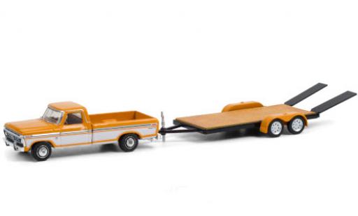 Diecast model cars Ford F-150 XLT 50 Ranger Trailer Special yellow/white 1976 with Zweiachs-PKW-Anh&Atilde;&curren;nger and Auffahrrampen 1/64 Greenlight
