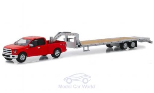 Diecast model cars Ford F-150 Pickup 50 red 2017 with Gooseneck Trailer 1/64 Greenlight