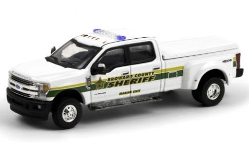 Diecast model cars Ford F-350 Lariat Broward County Sheriff 2018 Marine Unit 1/64 Greenlight