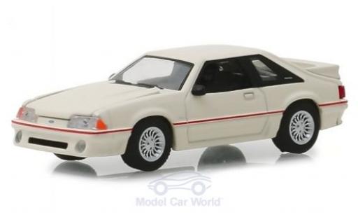 Diecast model cars Ford Mustang GT 5.0 white 1989 1/64 Greenlight