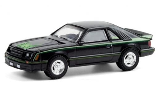 Diecast model cars Ford Mustang Cobra black/Dekor 1980 1/64 Greenlight