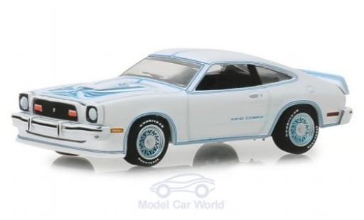 Diecast model cars Ford Mustang King Cobra II white/blue 1978 1/64 Greenlight