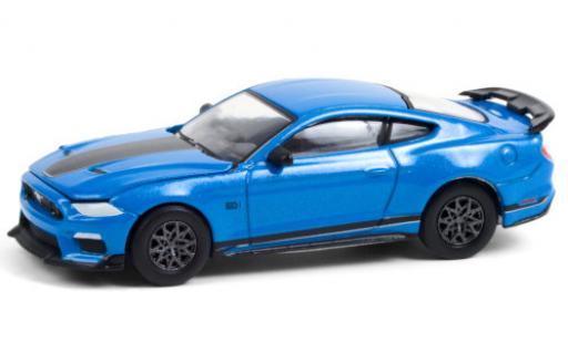 Diecast model cars Ford Mustang Mach 1 metallic blue/matt-black 2021 1/64 Greenlight