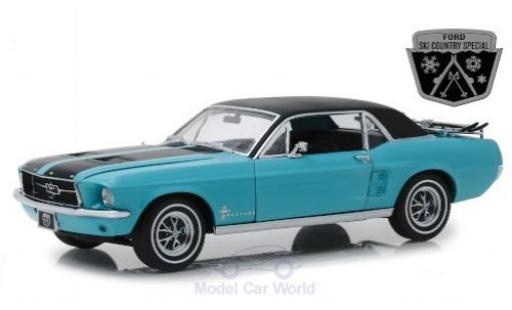 Diecast model cars Ford Mustang Special Edition Ski Country turquoise/black 1967 1/18 Greenlight