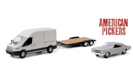 Diecast model cars Chevrolet Chevelle SS LWB HD white American Pickers 2015 avec Zweiachsanh&Atilde;&curren;nger et 1970 Chevrolet Chevelle Malibu 1/64 Greenlight