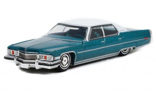 Diecast model cars Cadillac Sedan Sedan DeVille Lowrider metallise turquoise/white 1973 1/64 Greenlight