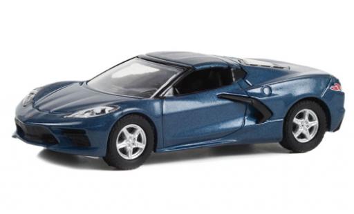 Diecast model cars Chevrolet Corvette Stingray (C8) 1LT metallise blue 2020 1/64 Greenlight