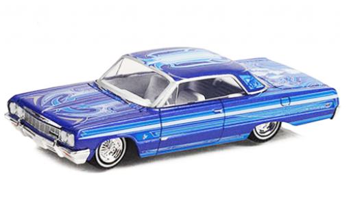 Diecast model cars Chevrolet Impala lowrider blue 1964 1/64 Greenlight