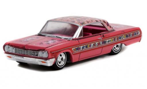 Diecast model cars Chevrolet Impala lowrider pink/Dekor 1964 1/64 Greenlight