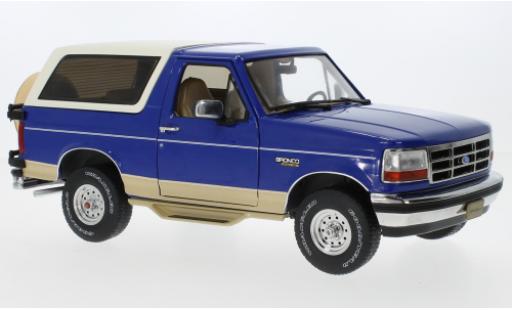 Diecast model cars Ford Bronco Wagon Eddie fermier Edition blue/beige 1996 1/18 Greenlight