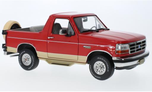 Diecast model cars Ford Bronco Wagon Eddie fermier Edition metallise red/metallise beige 1994 1/18 Greenlight