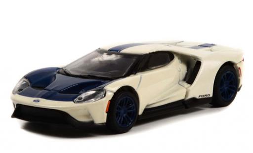 Diecast model cars Ford GT Heritage Edition white/blue 2022 1/64 Greenlight