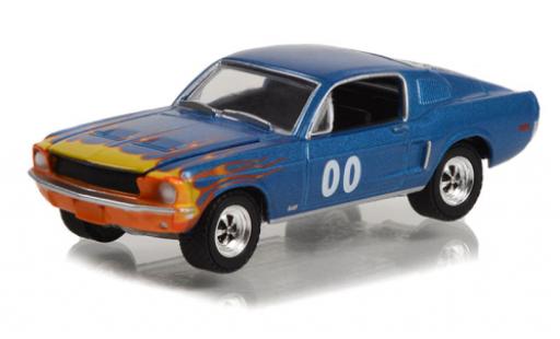 Diecast model cars Ford Mustang GT metallise blue/Dekor 1968 1/64 Greenlight