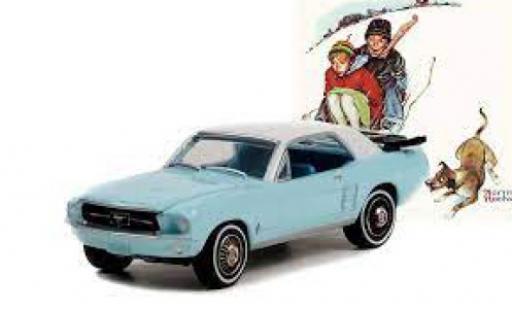 Diecast model cars Ford Mustang Hardtop blue/white Norman Rockwell 1967 1/64 Greenlight