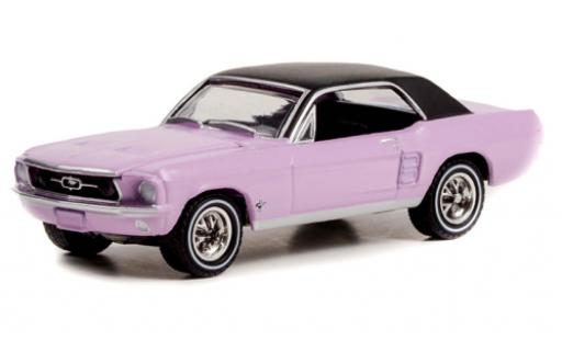 Diecast model cars Ford Mustang Hardtop purple/black 1967 1/64 Greenlight