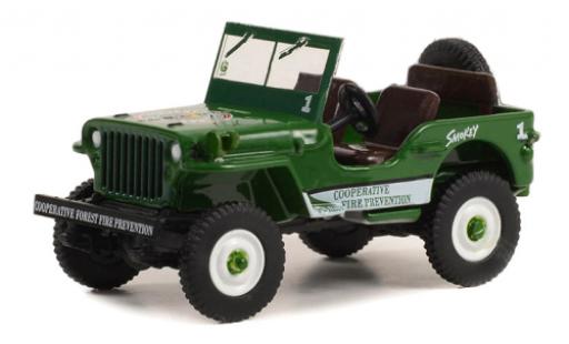 Diecast model cars Jeep Willys Militaire MB green Smokey Bear 1945 1/64 Greenlight