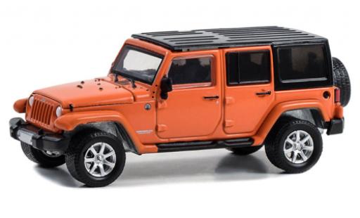 Diecast model cars Jeep Wrangler Limited Unlimited orange/black Cold Pursuit 2010 1/64 Greenlight