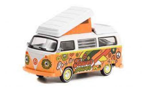 Diecast model cars Volkswagen T2 B Westfalia Camper Flower Power 1973 1/64 Greenlight