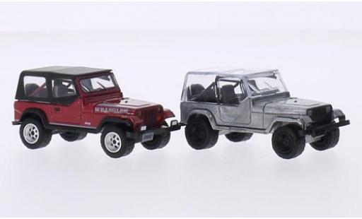 Diecast model cars Jeep Wrangler Base red/aluminium 1987 2er-Set 1/64 Greenlight