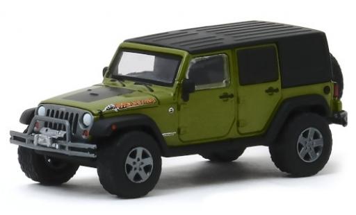 Diecast model cars Jeep Wrangler Mountain Unlimited Edition metallic green/matt-black 2010 1/64 Greenlight
