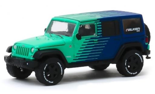 Diecast model cars Jeep Wrangler Limited Unlimited turquoise/blue Falken Tires 2017 1/64 Greenlight