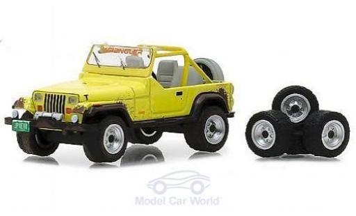 Diecast model cars Jeep Wrangler Base YJ yellow 1991 with Wheel and Tire Set 1/64 Greenlight