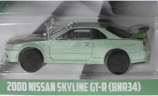 Diecast model cars Nissan Skyline R34 GT-R (BNR34) metallic green Turtle Wax 2000 1/64 Greenlight