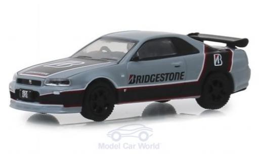 Diecast model cars Nissan Skyline R34 GT-R grey/black Bridgestone 2001 1/64 Greenlight