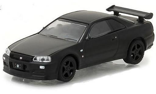 Diecast model cars Nissan Skyline R34 GT-R () matt-black 2000 1/64 Greenlight