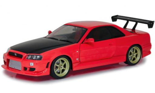 Diecast model cars Nissan Skyline R34 GT-R () Tuning red/carbon RHD 1999 with LED-Beleuchtung am Unterboden (Batterien nicht enthalten) 1/18 Greenlight