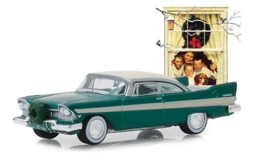 Diecast model cars Plymouth Belvedere 1957 metallic green/beige with Weihnachtsschmuck 1/64 Greenlight