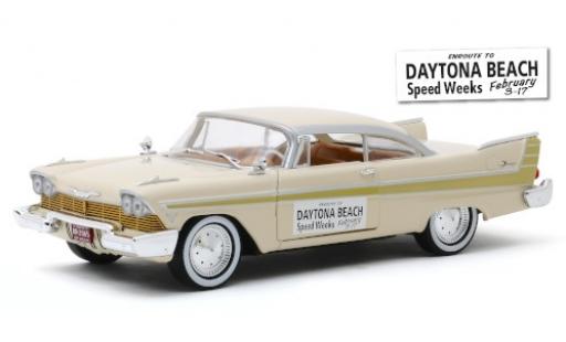 Diecast model cars Plymouth Fury Base beige/gold Daytona Beach Speed Weeks 1957 1/24 Greenlight
