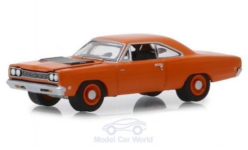 Diecast model cars Plymouth Road Runner 1968 HEMI orange/matt-black 1/64 Greenlight