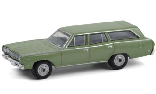 Diecast model cars Plymouth Satellite Station Wagon metallic green 1968 1/64 Greenlight