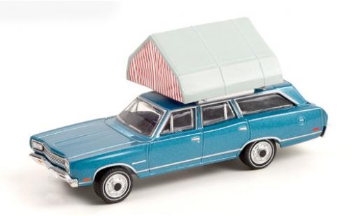 Diecast model cars Plymouth Satellite Station Wagon metallic blue 1969 1/64 Greenlight