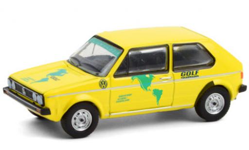 Diecast model cars Volkswagen Golf Base I yellow/Dekor 1974 H&Atilde;&curren;rtetest: Alaska - Feuerland 1/64 Greenlight