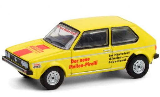 Diecast model cars Volkswagen Golf Base I yellow/Dekor Pirelli 1974 H&Atilde;&curren;rtetest: Alaska - Feuerland 1/64 Greenlight