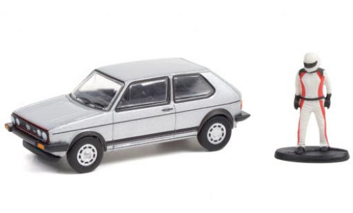 Diecast model cars Volkswagen Golf GTI I grey 1976 avec figurine 1/64 Greenlight