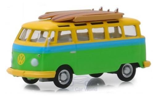 Diecast model cars Volkswagen T1 B Samba green/yellow 1964 1/64 Greenlight