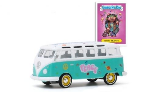 Diecast model cars Volkswagen T1 Base Samba turquoise/white GarbagePailKids Hippie Skippy 1/64 Greenlight
