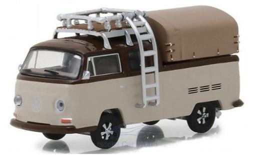 Diecast model cars Volkswagen T2 A Double Cab Pick Up brown/brown 1969 with roofgep&Atilde;&curren;cktr&Atilde;&curren;ger 1/64 Greenlight