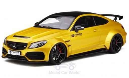Diecast model cars Mercedes C AMG C63 Coupe Prior Design PD65CC metallic yellow/black 1/18 GT Spirit