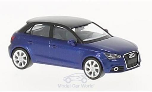Diecast model cars Audi A1 sportback metallic blue/black 1/87 Herpa