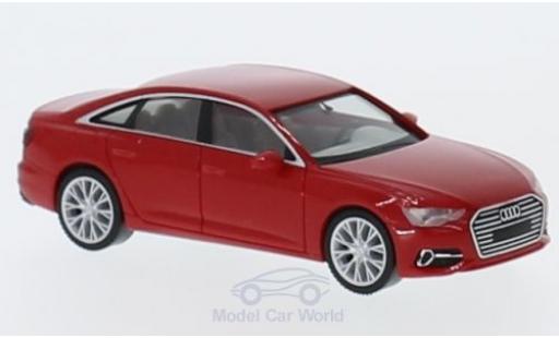 Diecast model cars Audi A6 berline Limousine red 1/87 Herpa